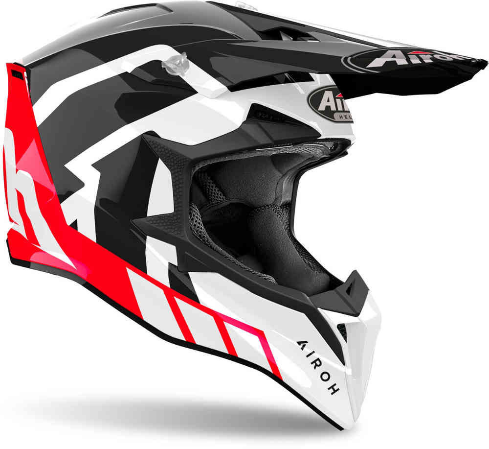 Wraaap Reloaded Airoh Motocross Helmet, Black/White/Red