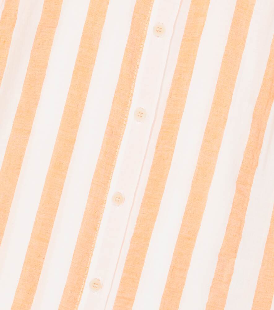 Morley Stars Striped Cotton Linen Shirt Orange