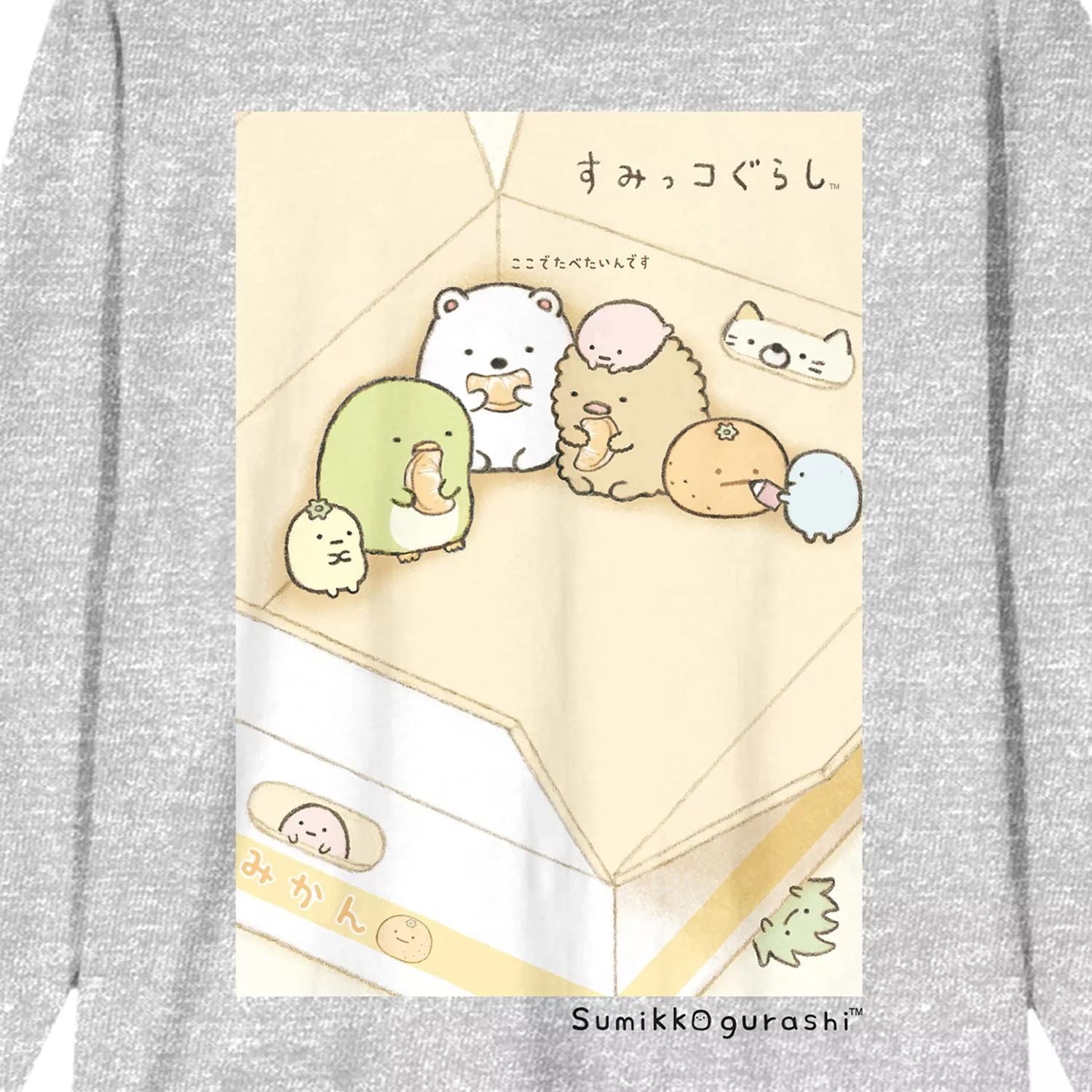 Sumikko Gurashi Cute Corner Licensed Character Men's Gray Long Sleeve T-Shirt