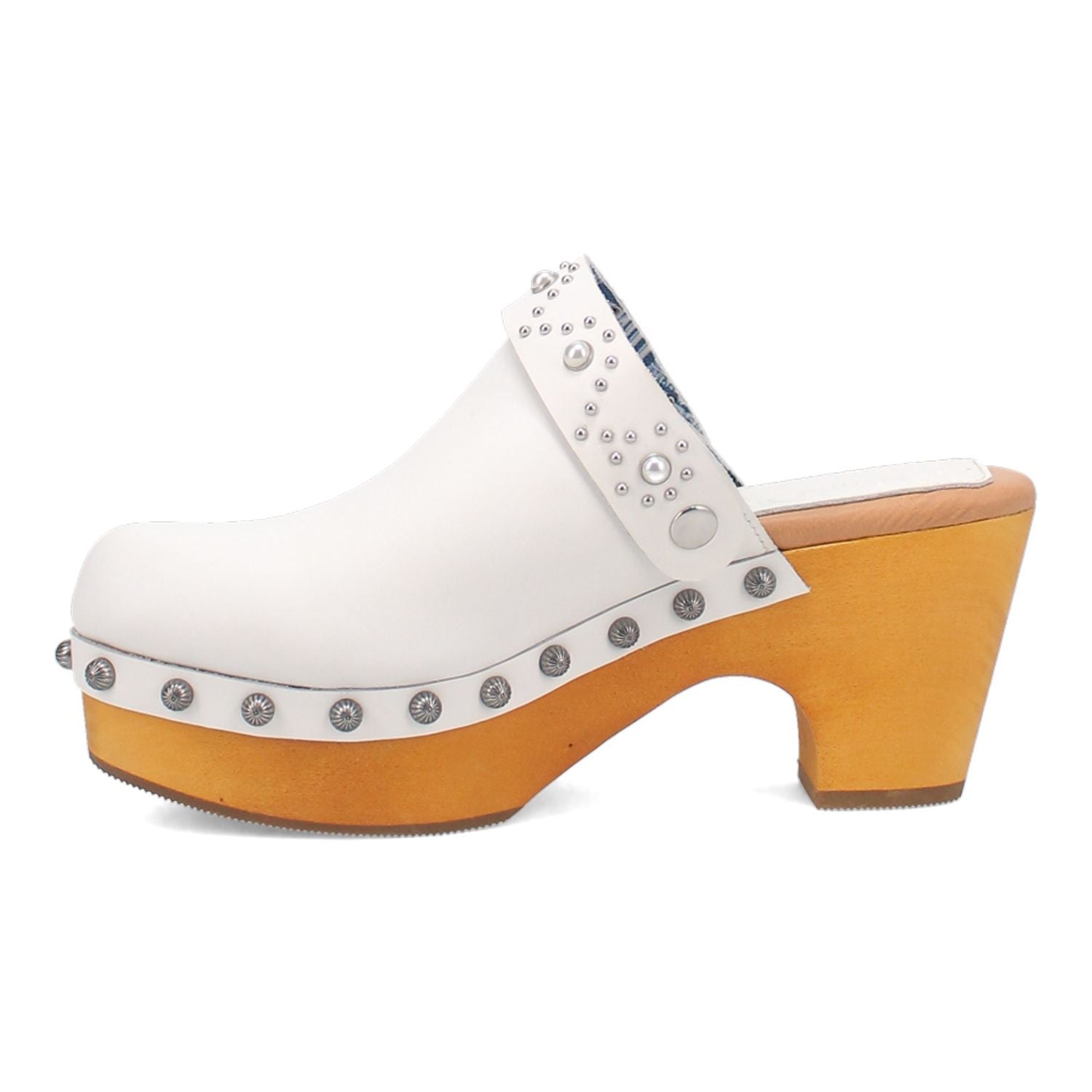 Women's leather platform clogs Dingo Deadwood Dingo, white