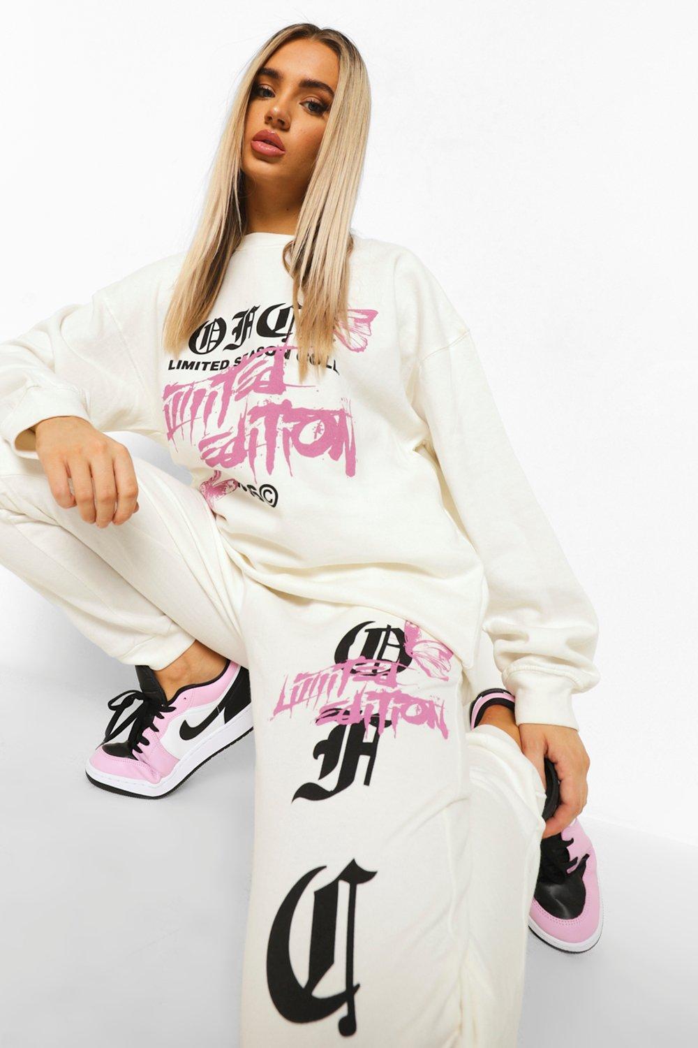 ofcl Tracksuit Limited Edition Boohoo Print Ecru