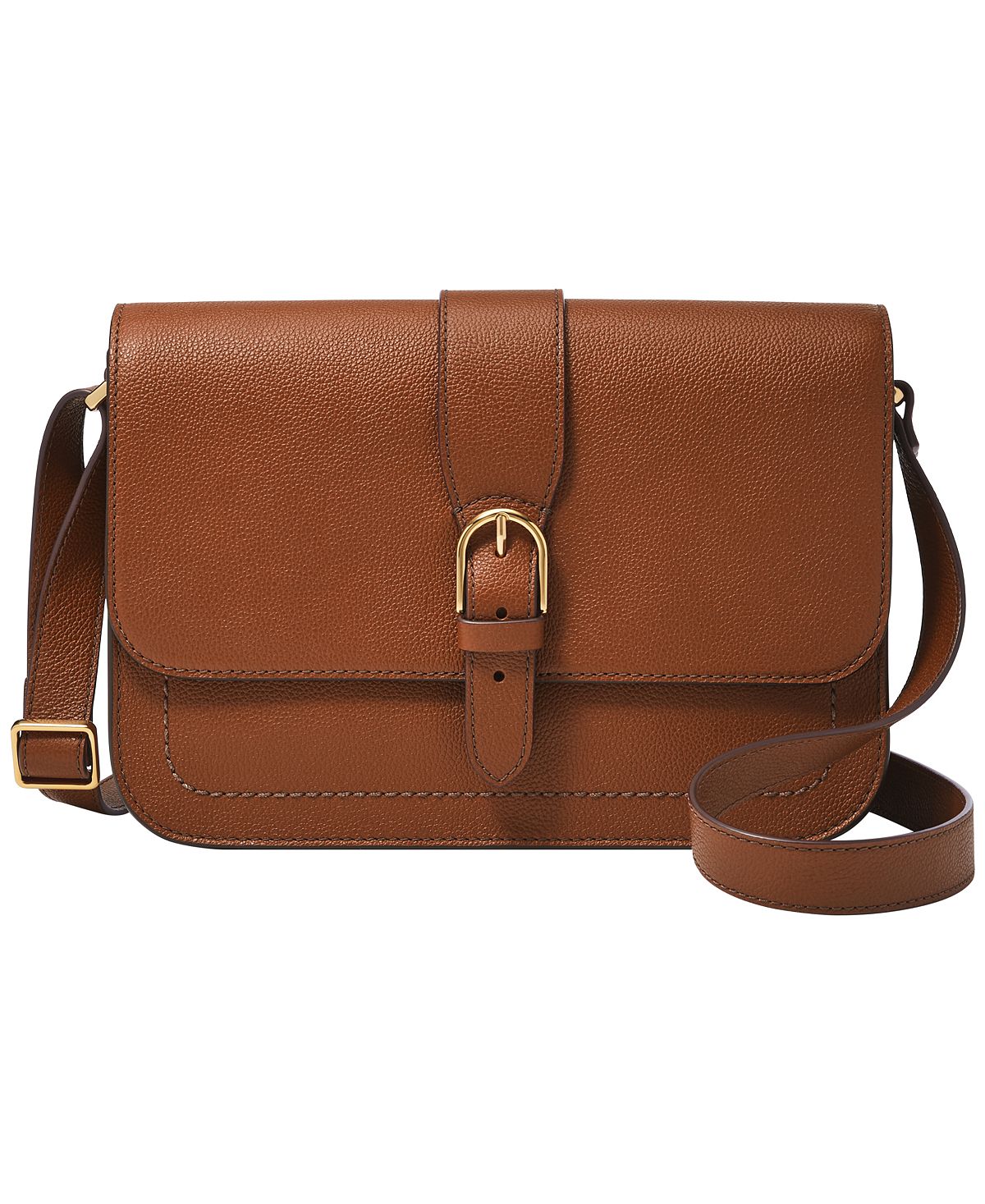 Zoey Fossil Large Leather Crossbody Bag, Brown