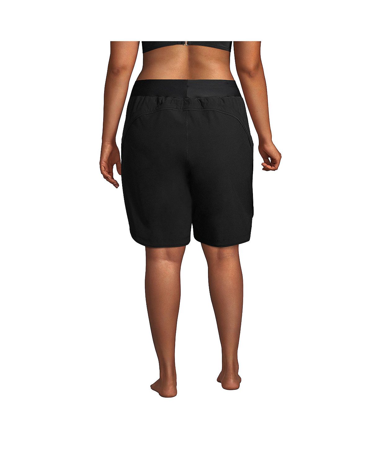 Women's Plus Size 9" Shorts Quick-drying modest shorts with elastic waist Lands' End swim shorts, black