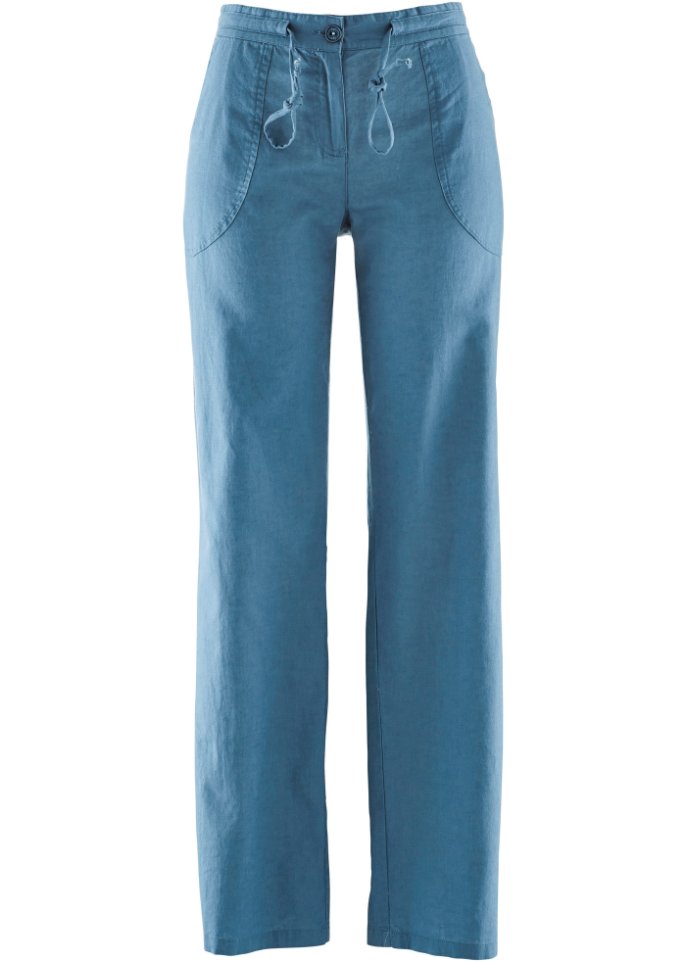 Bpc Bonprix Collection wide linen trousers, blue