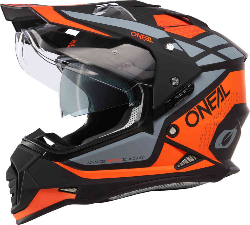 Sierra R Oneal Motocross Helmet, Black/Neon Orange