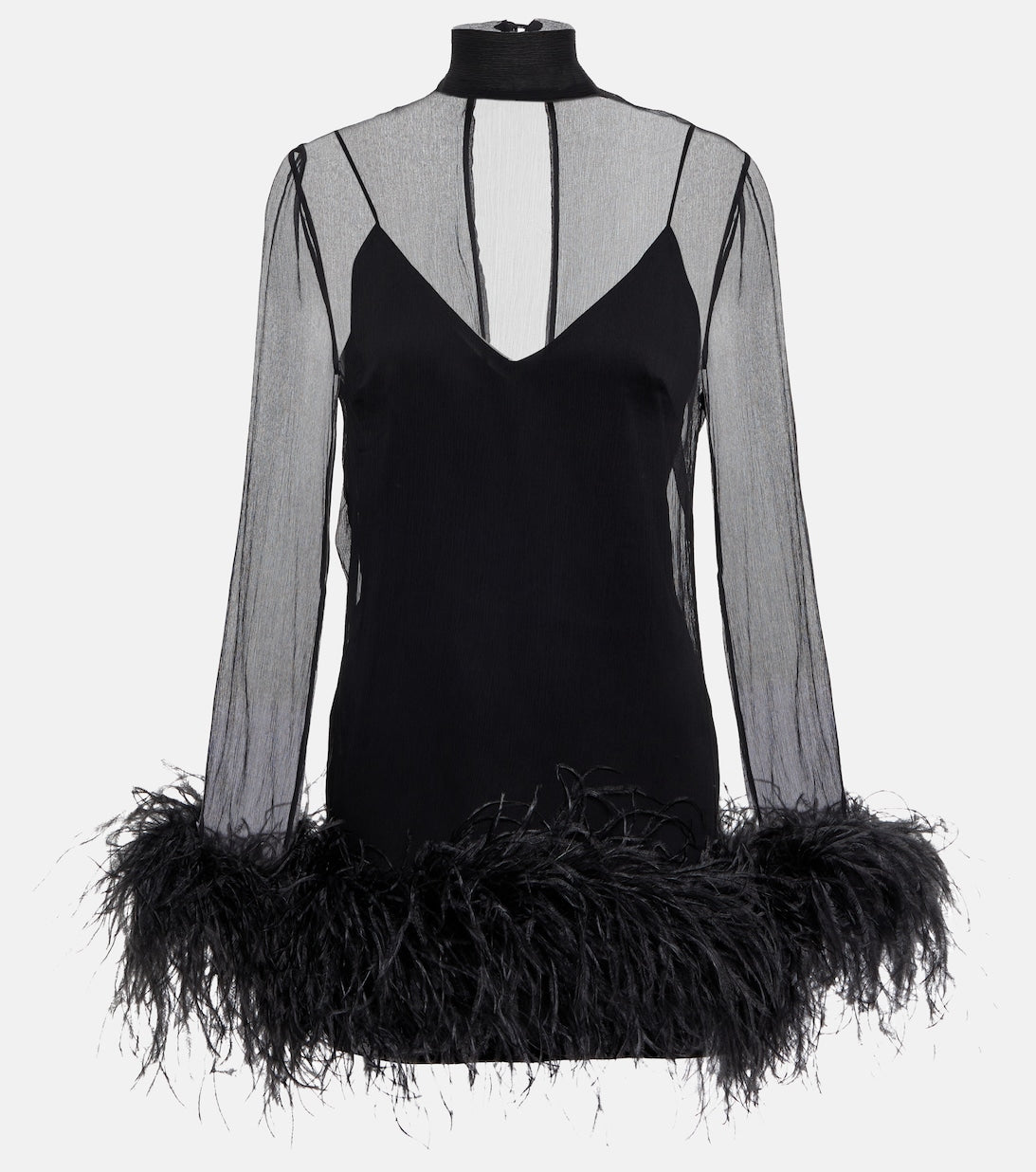 Mini dress with feathers TALLER MARMO, black