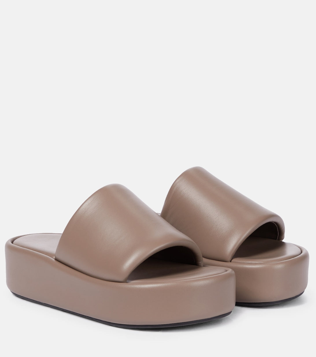 Balenciaga Rise Leather Platform Slides, Beige