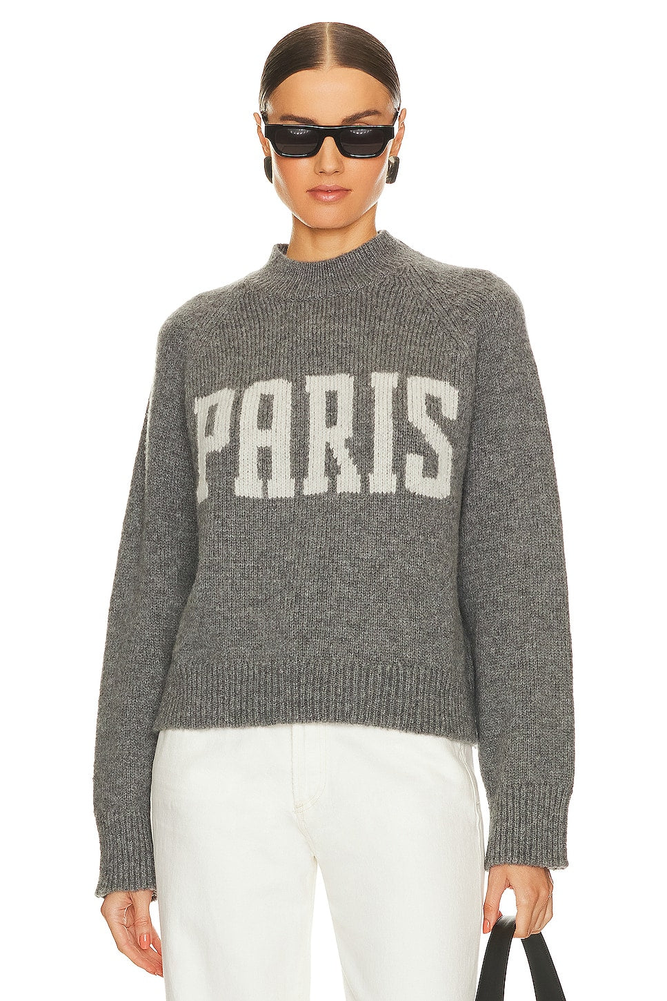 ANINE BING Kendrick University Paris Sweater, Charcoal