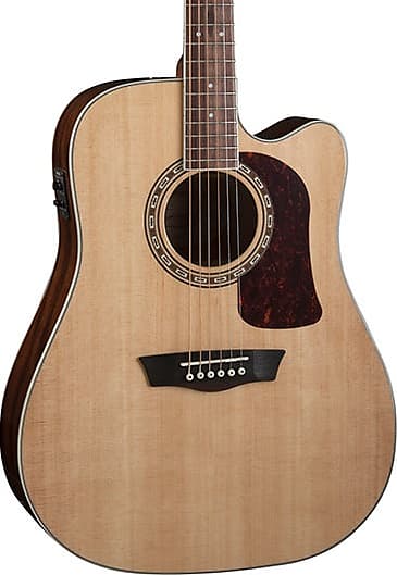 Washburn D10SCE Heritage 10 Series Dreadnought Cutaway Acoustic Electric Guitar. Natural