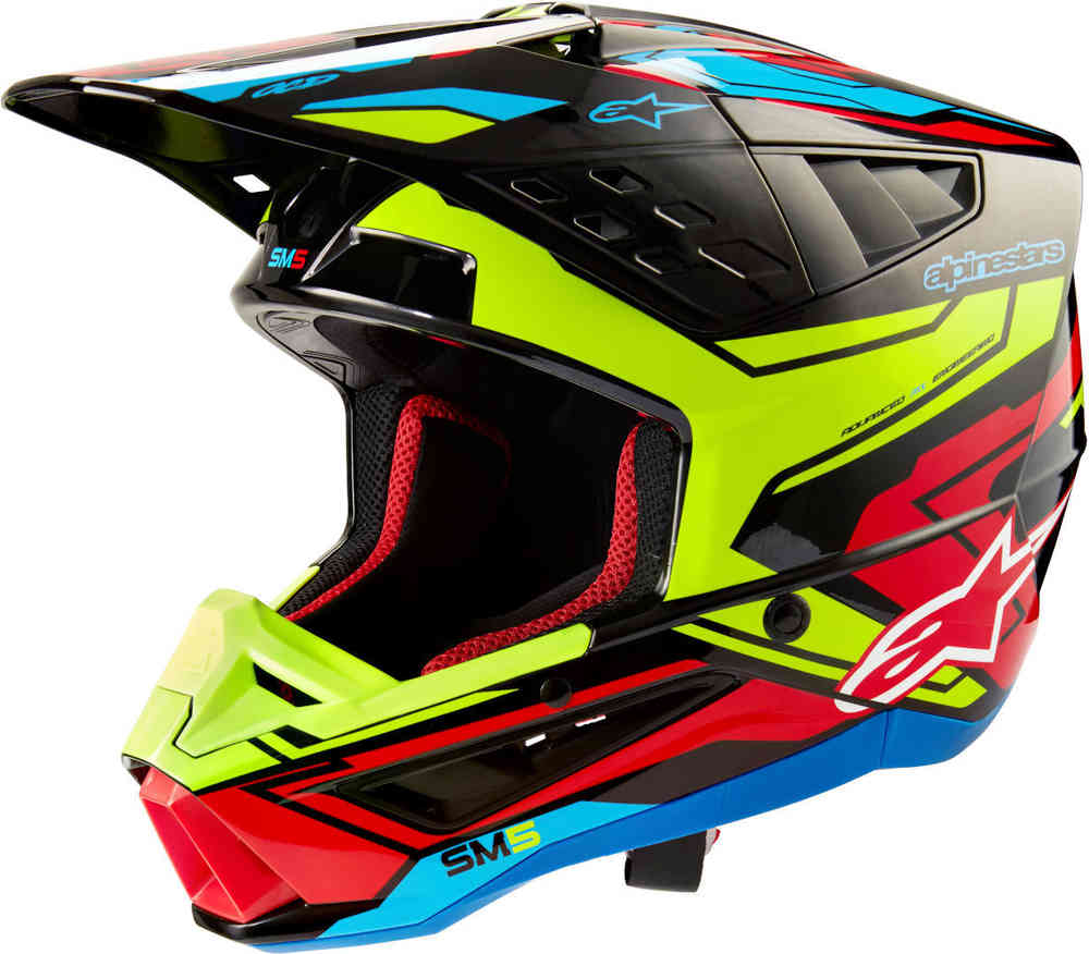 S-M5 Action 2 2024 Alpinestars Motocross Helmet Black/Yellow/Red