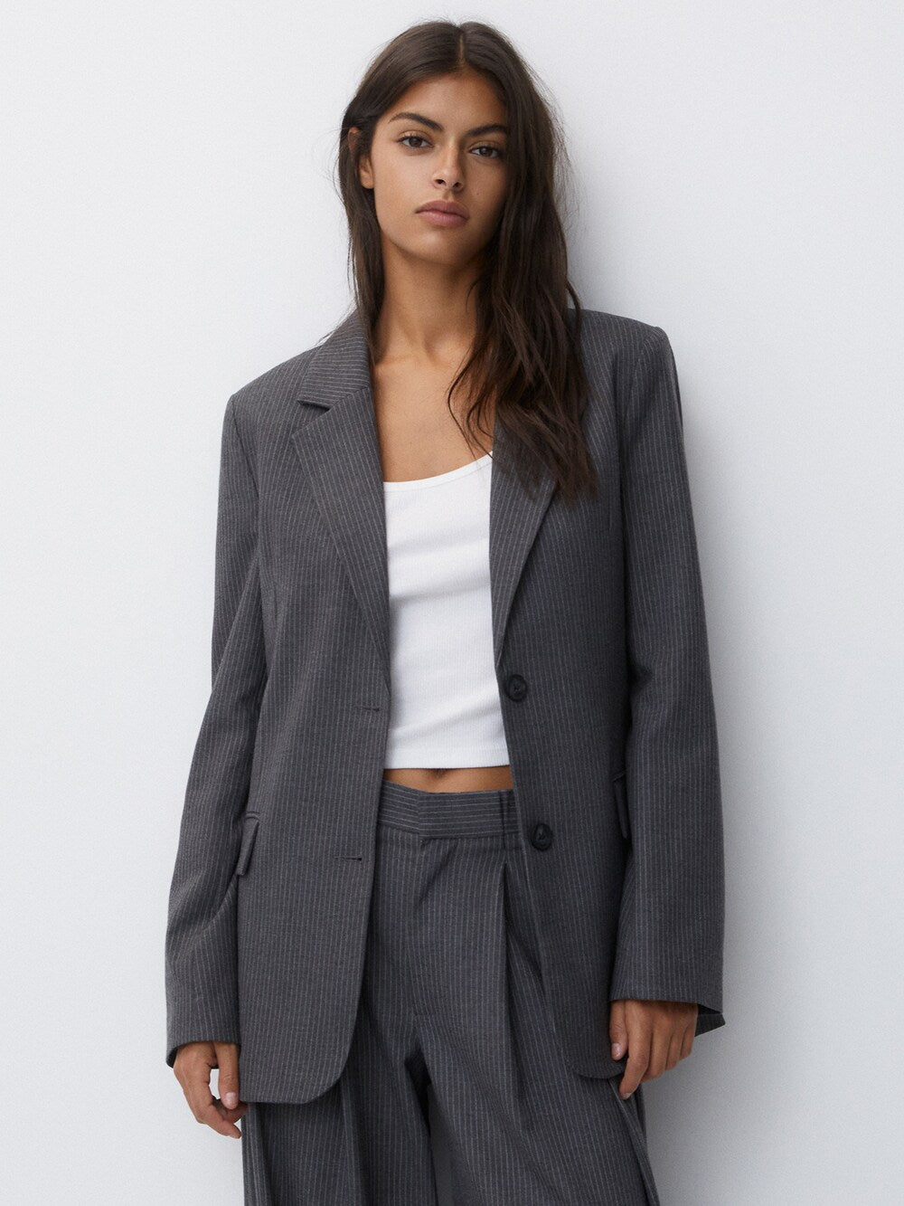 Pull&Bear blazer, gray/mottled gray