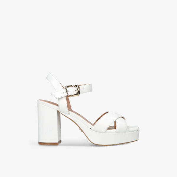 Serafina Carvela leather platform sandals with cross straps, white