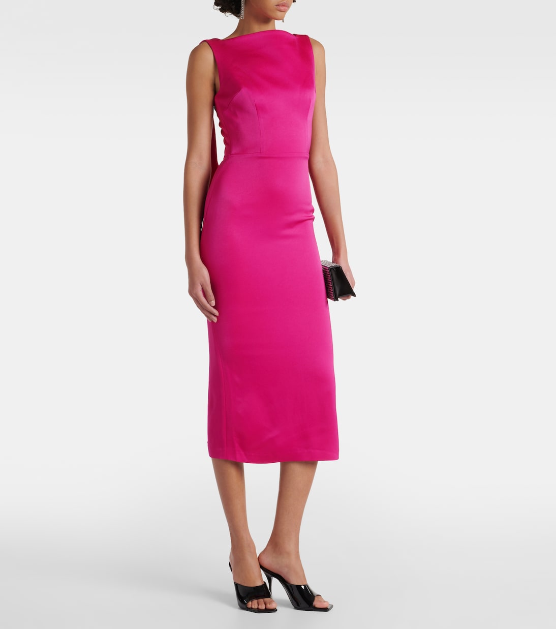 Alex Perry Draped Satin Crepe Midi Dress, Pink