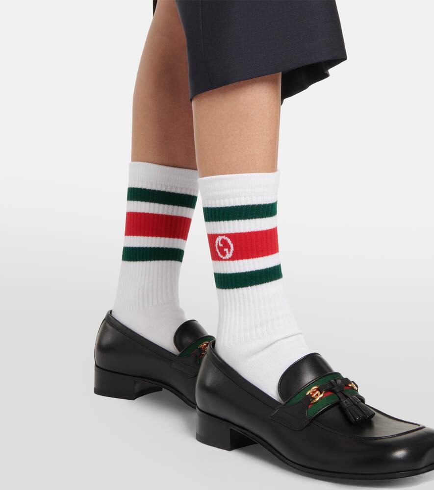 Gucci Cotton Blend Interlocking G Socks, White