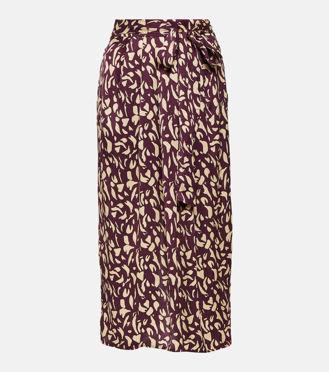 Satin midi skirt with juno Velvet print, multicolor