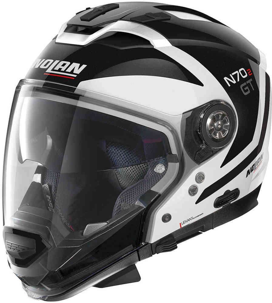 N70-2 GT Bright N-Com Nolan Helmet, black and white