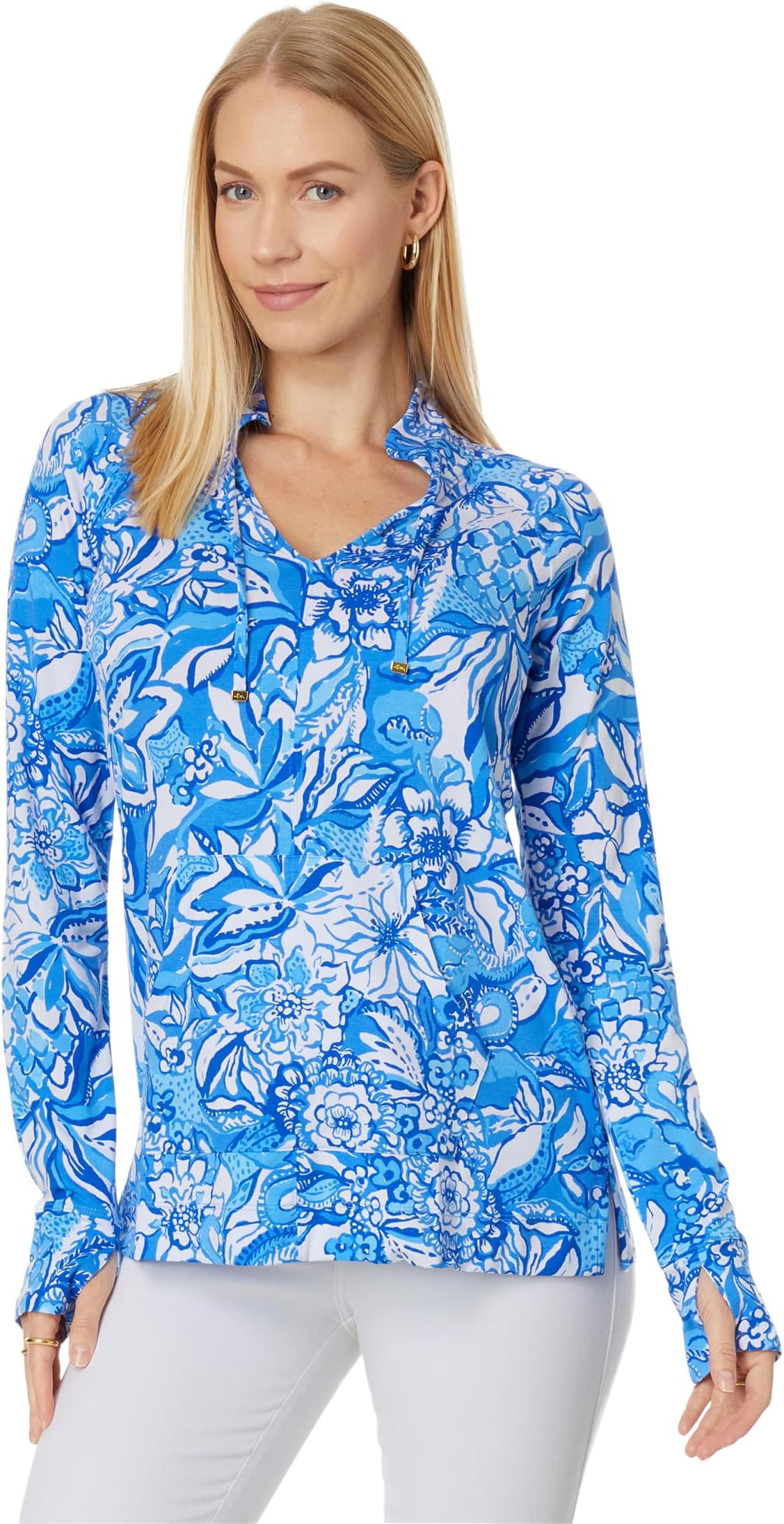 معطف Cassi UPF 50+ من Lilly Pulitzer Popover، أزرق Tang Flocking Fabulous