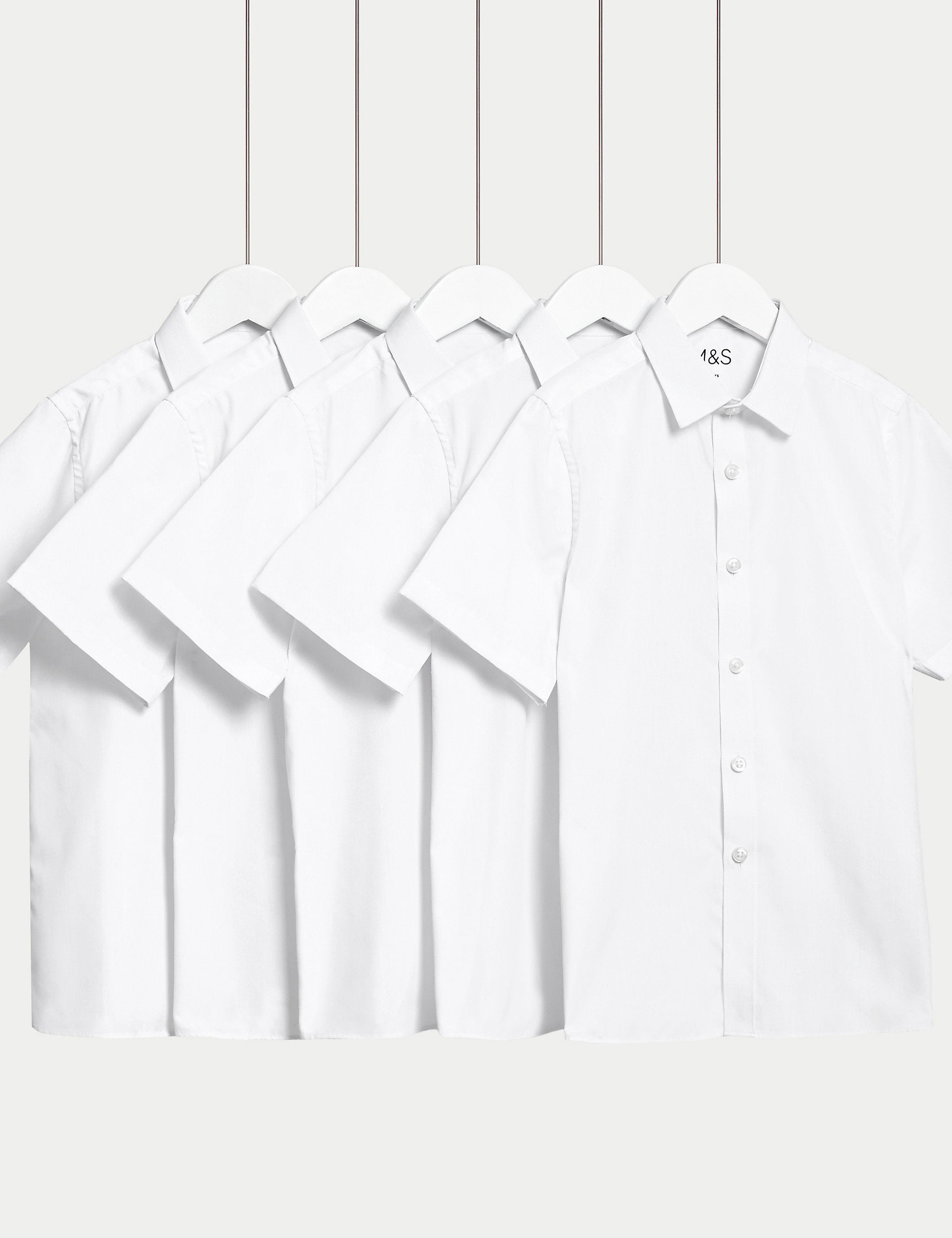 Regular Fit School Shirts 5 Pairs Easy Iron (2-18yrs) Marks & Spencer White