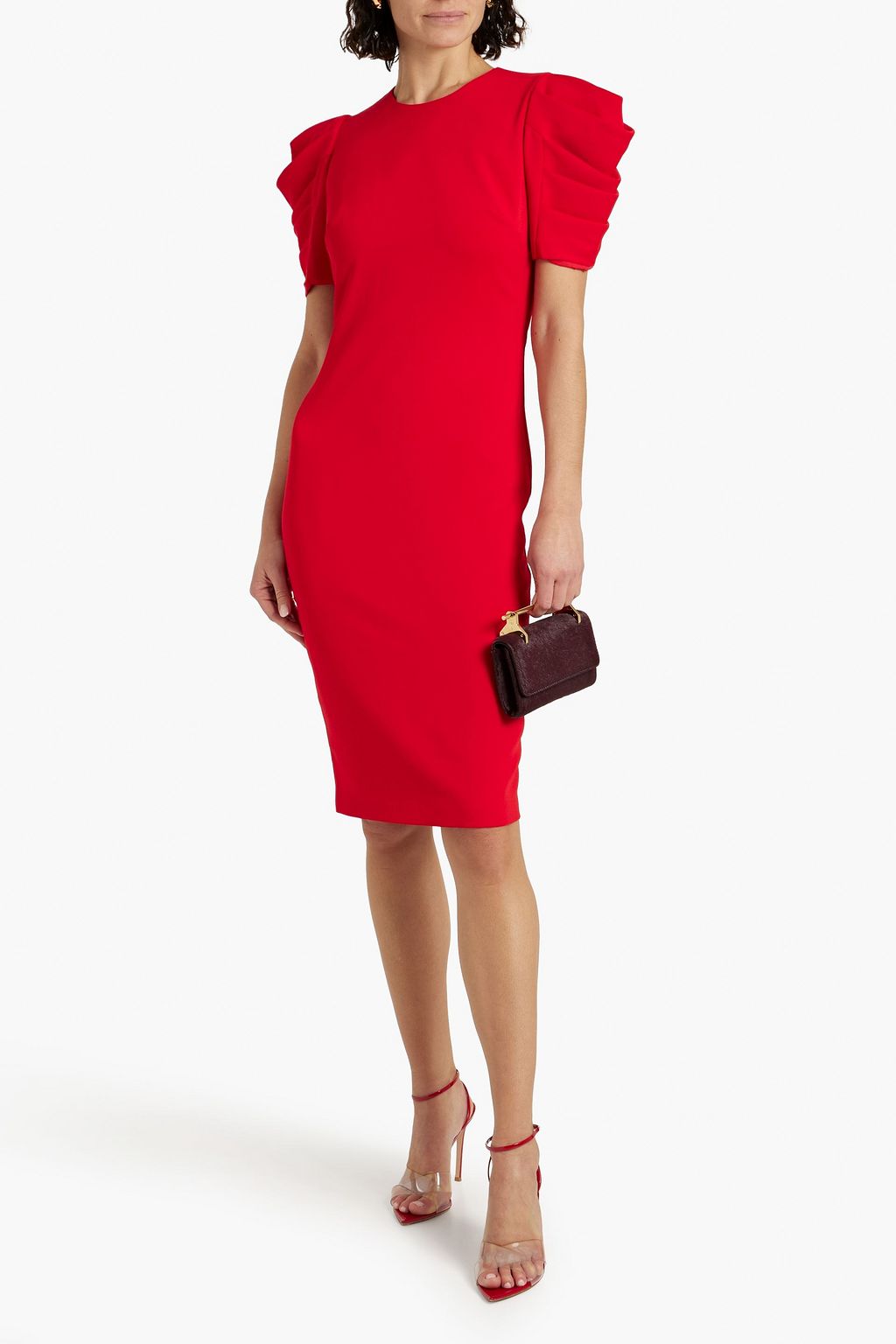 Pleated crepe dress BADGLEY MISCHKA, red