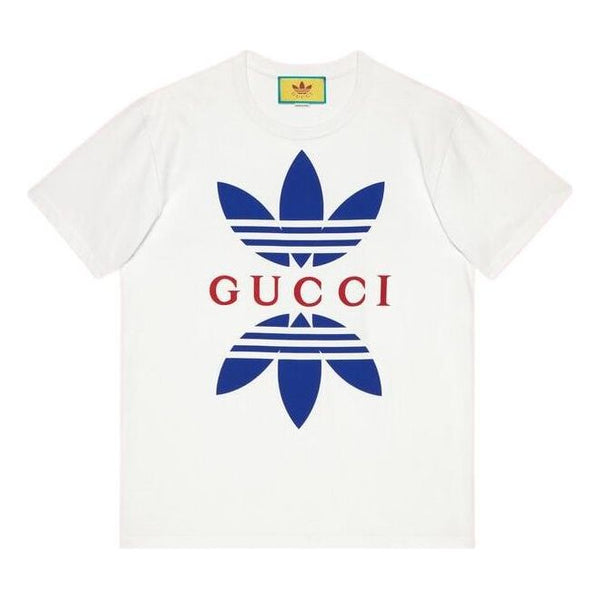 تي شيرت GUCCI x adidas من القطن الجيرسيه تي شيرت باللون الأبيض، الأبيض