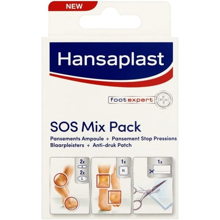 مجموعة ضمادات SOS Mix Pack أمول + ضمادة وقف الضغط - عبوة من 6 قطع، Hansaplast