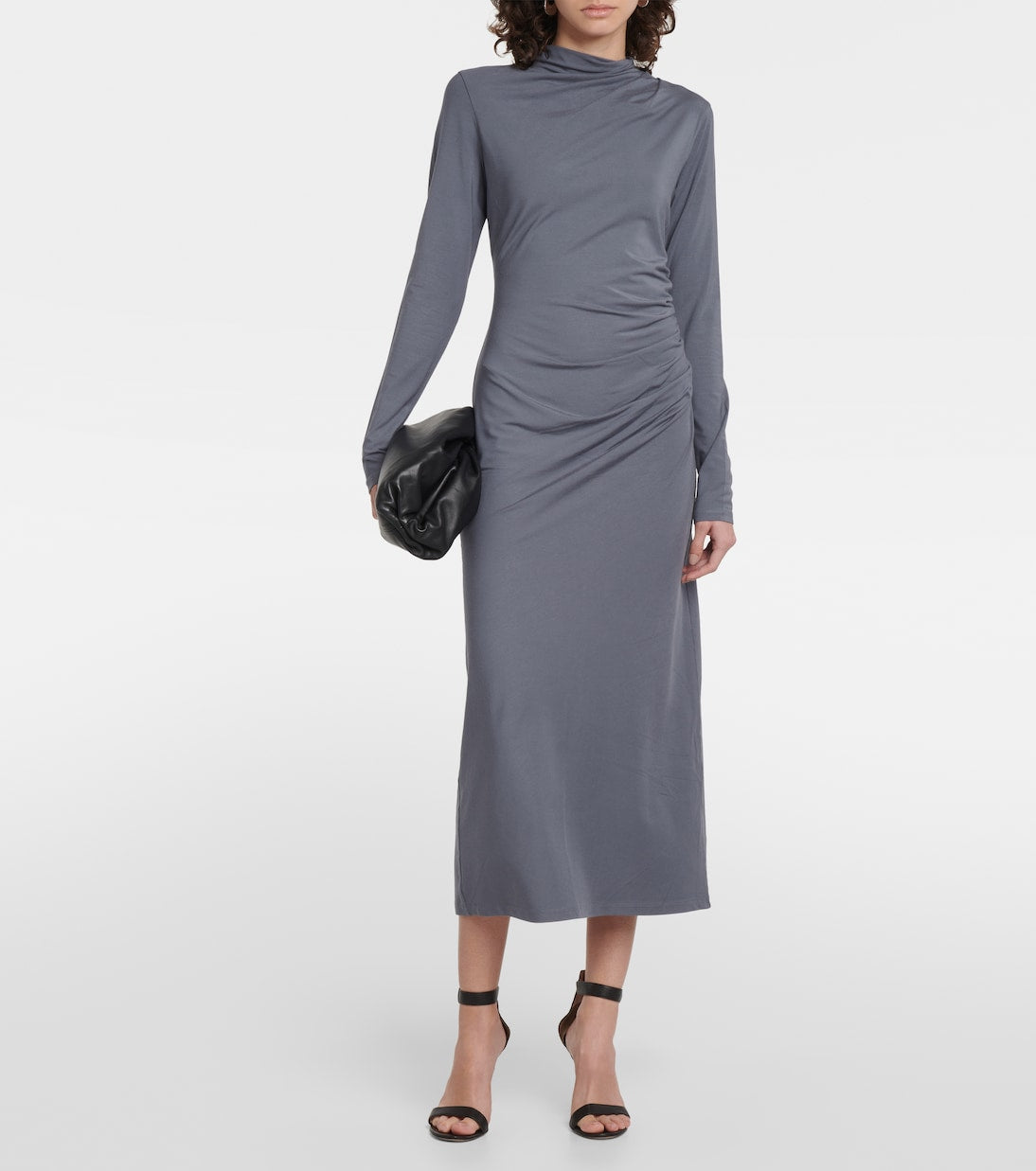 Vince ruched jersey midi dress, blue