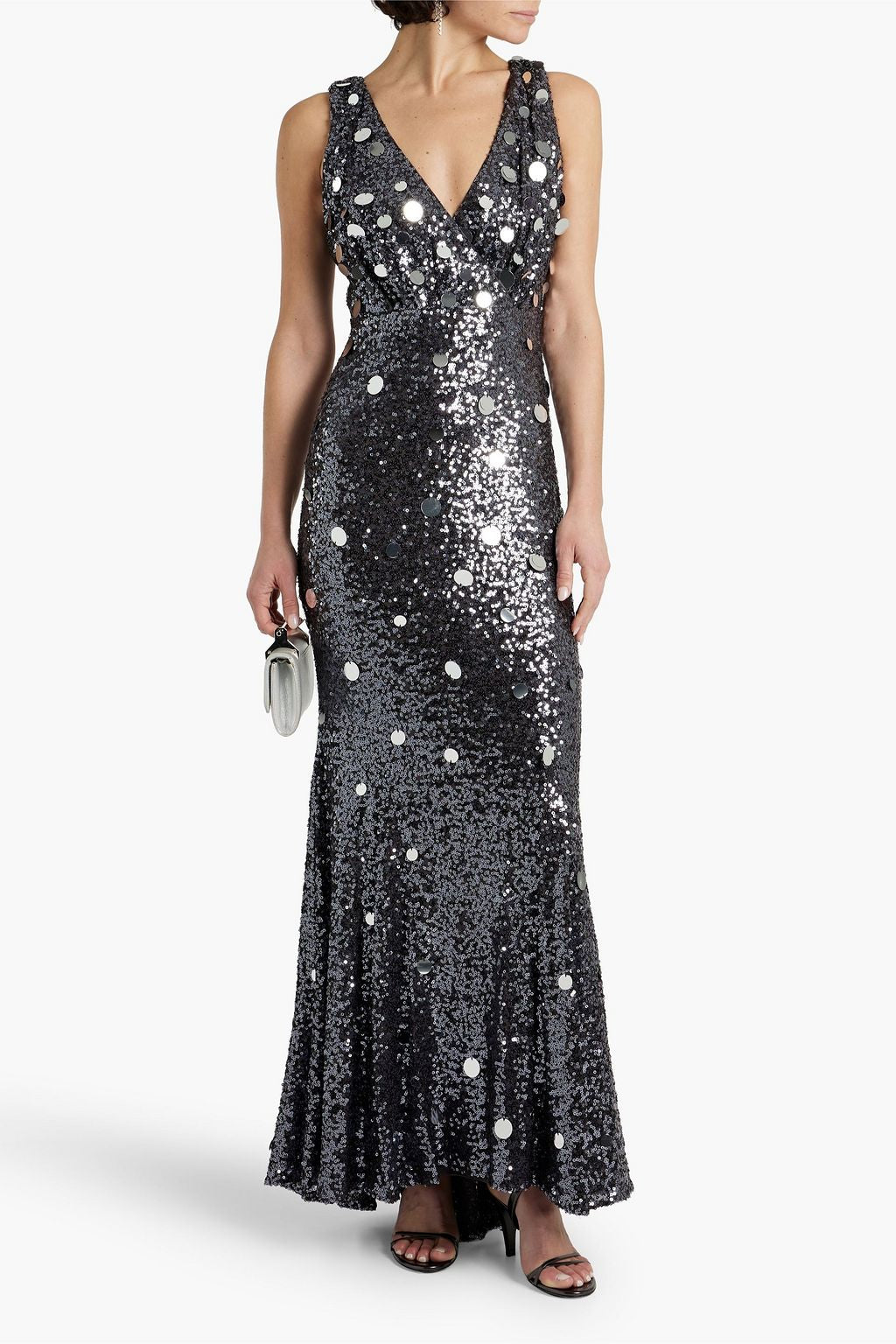 Tulle dress with sequins BADGLEY MISCHKA, metallic