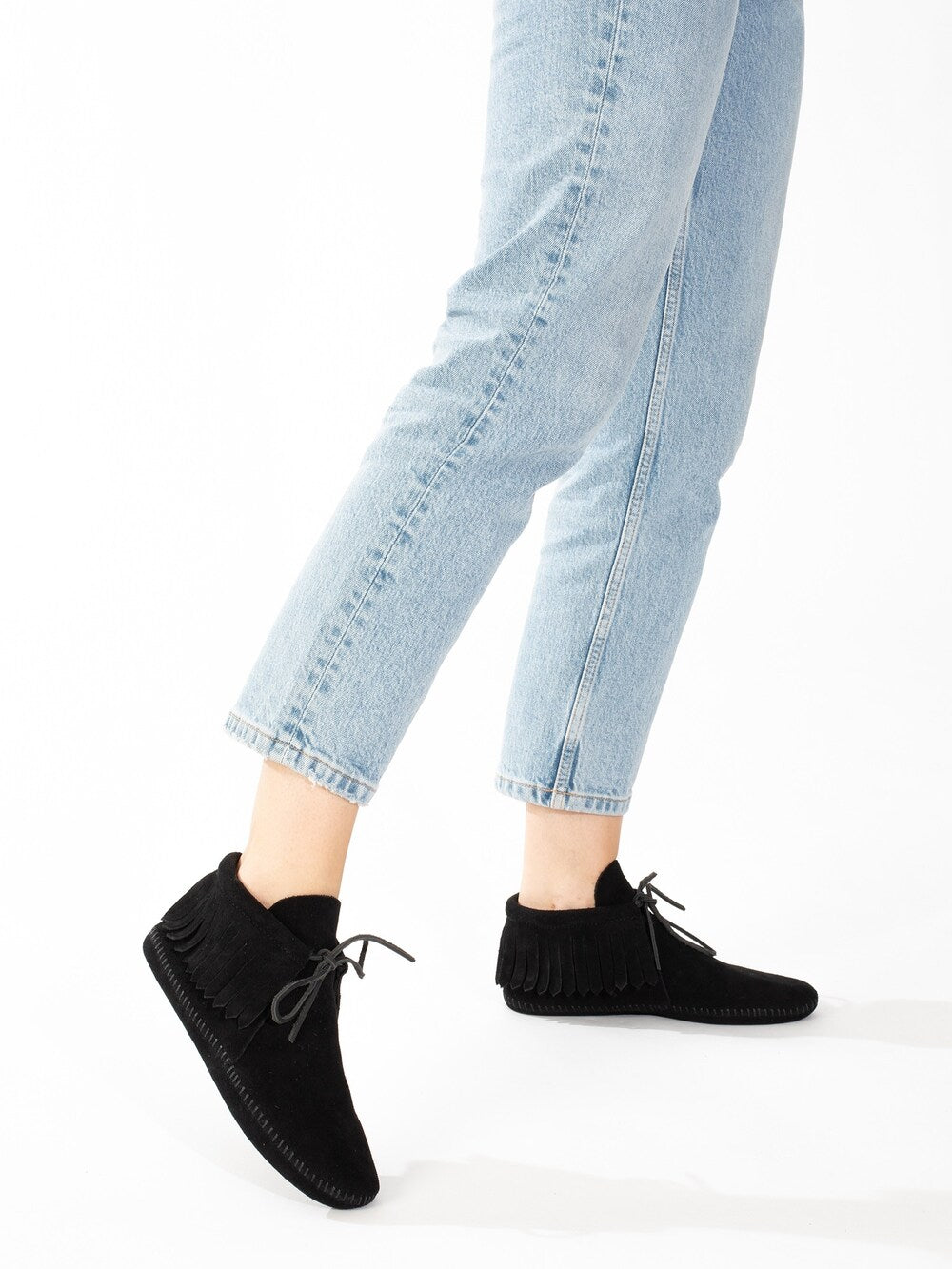 Minnetonka moccasins, black