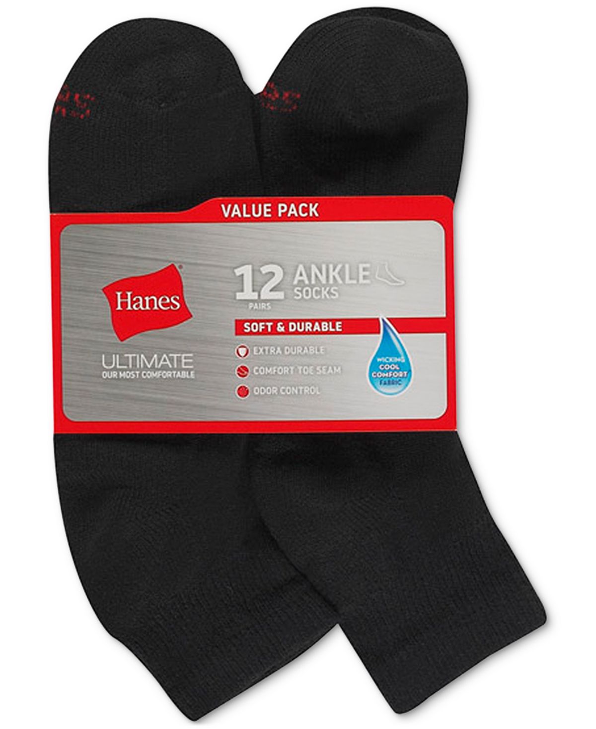 Men's 12-piece Ultimate Hanes Ankle Socks