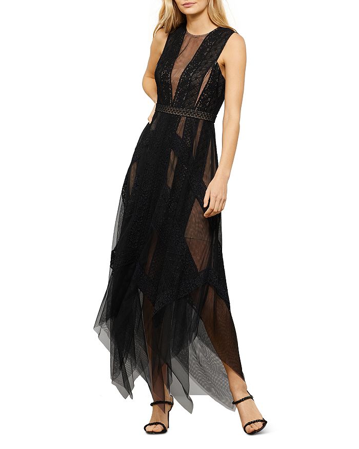 Andi evening dress with lace trim BCBGMAXAZRIA