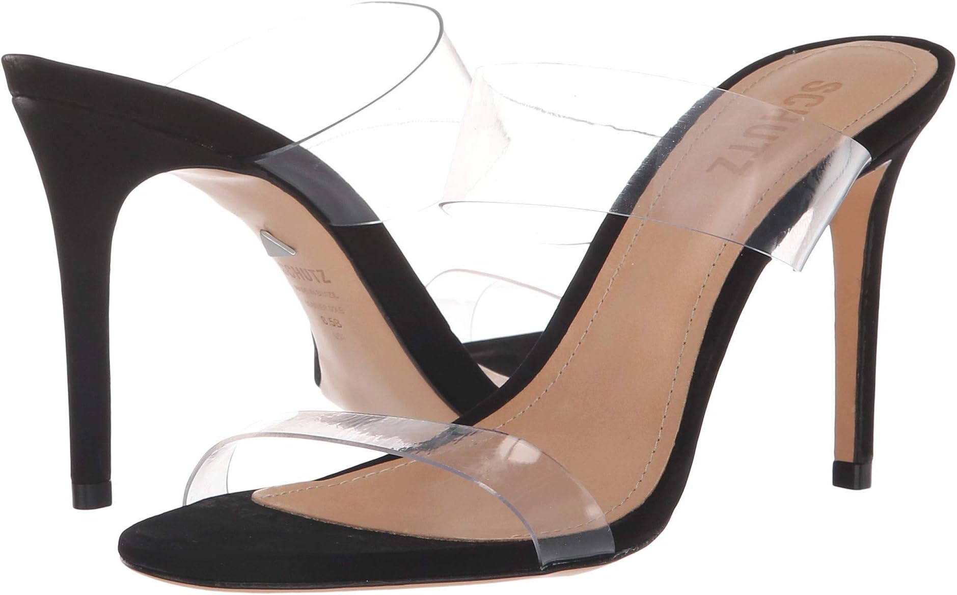 Ariella Schutz Sandals, Black/Transparente Nubuck/Vinil