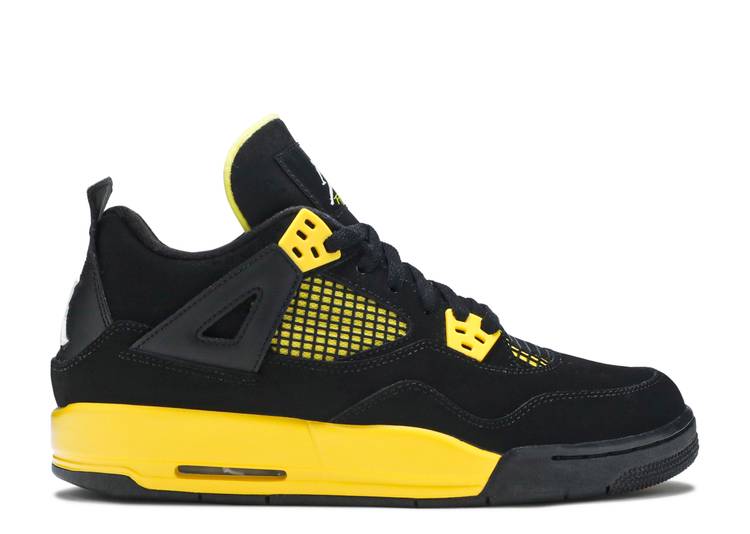 حذاء رياضي AIR JORDAN 4 RETRO GS 'THUNDER' 2012، باللون الأسود