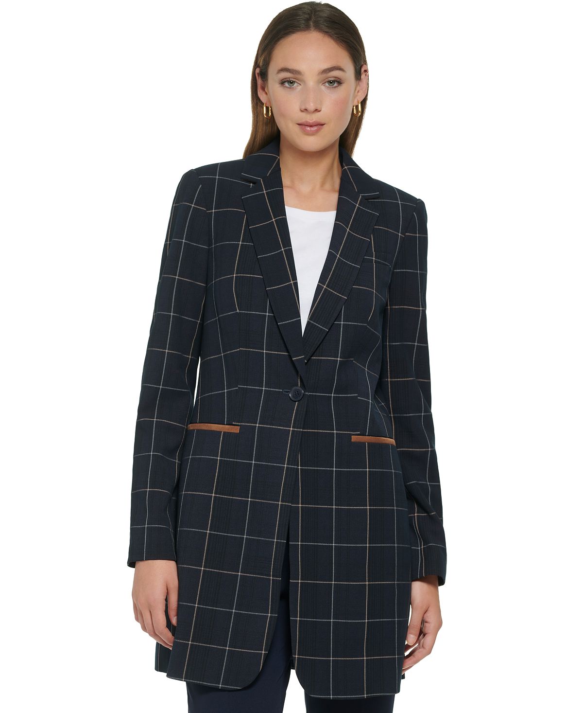 Tommy Hilfiger Women's One Button Window Blazer