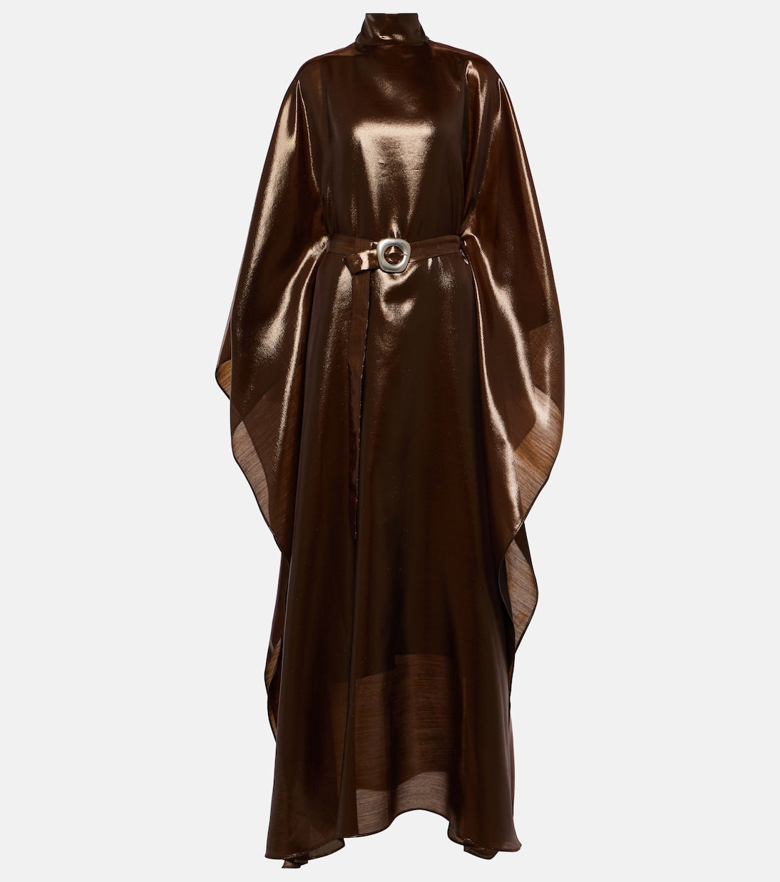 Wool blend kaftan with cigar belt Taller Marmo, brown