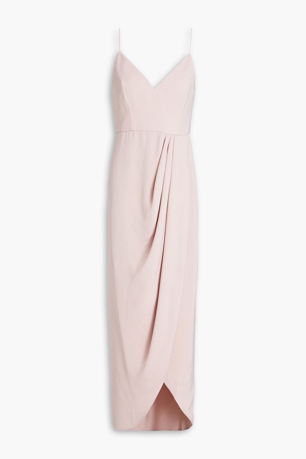 SHONA JOY draped satin midi dress, blush