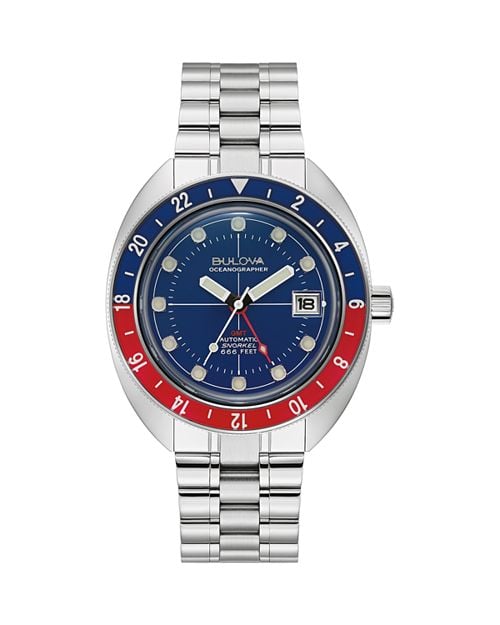 Oceanograph watch GMT, 41 mm Bulova, Blue