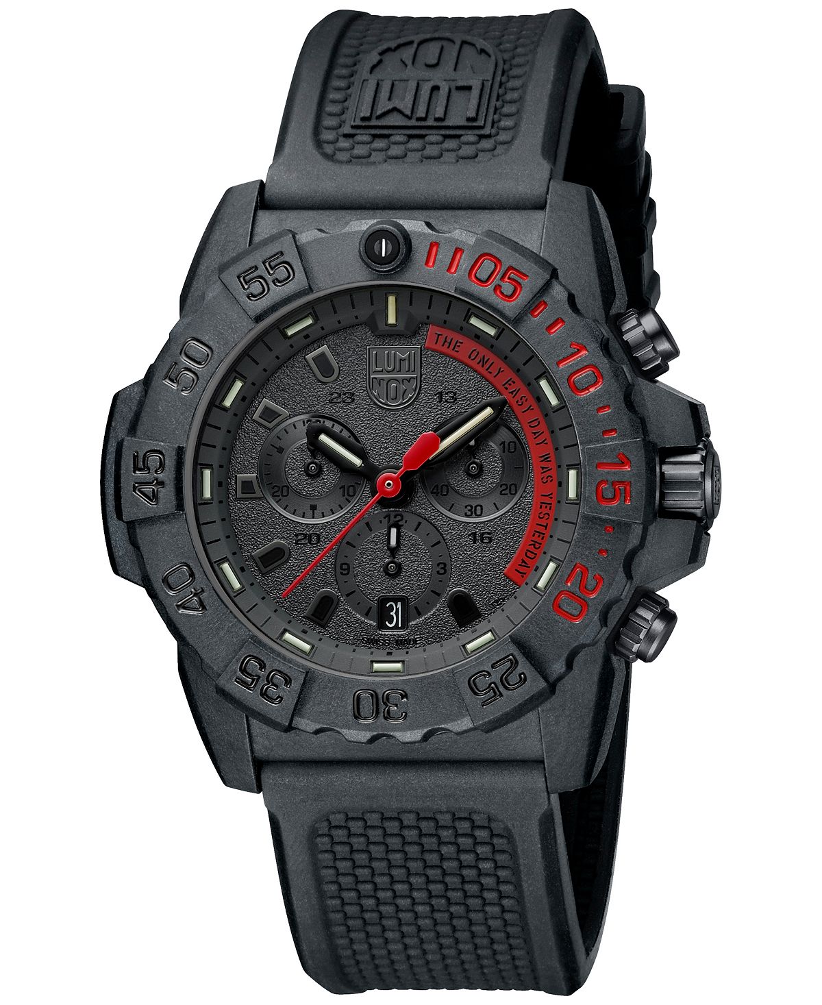 ساعة Navy Seal Dive للرجال كرونوغراف سويسرية بسوار مطاطي أسود 45 مم من Luminox