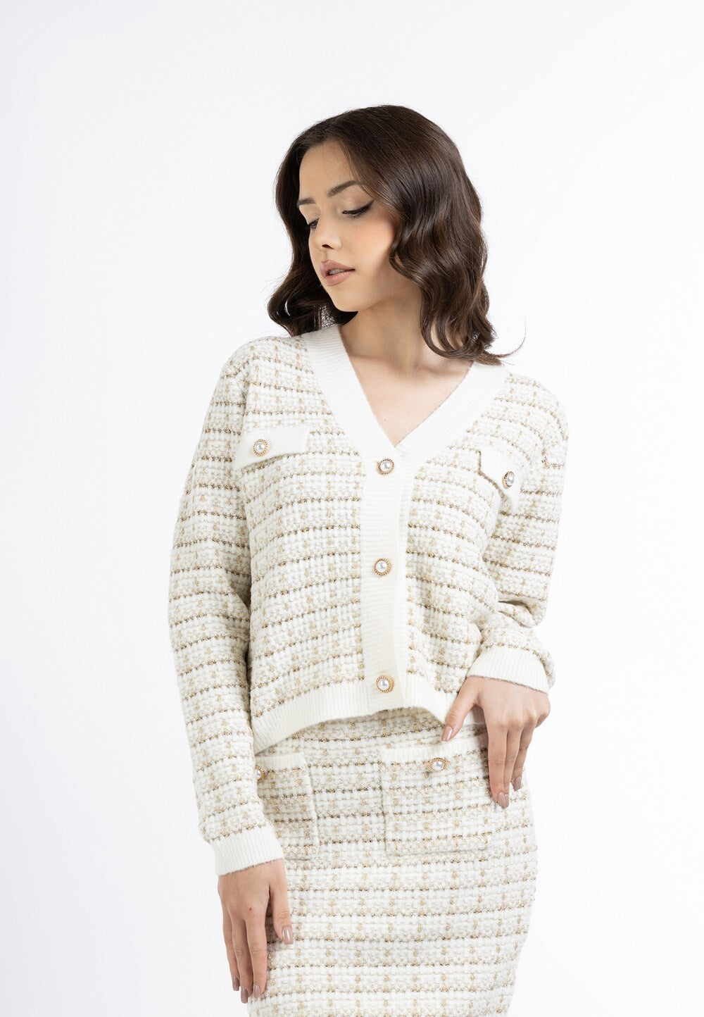 Knitted cardigan Faina, white