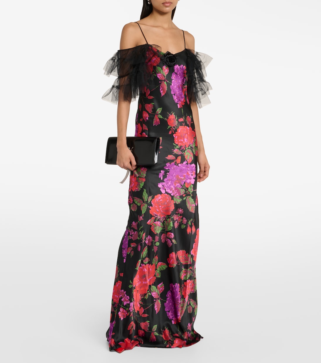 Rodarte silk tulle tiered dress, black