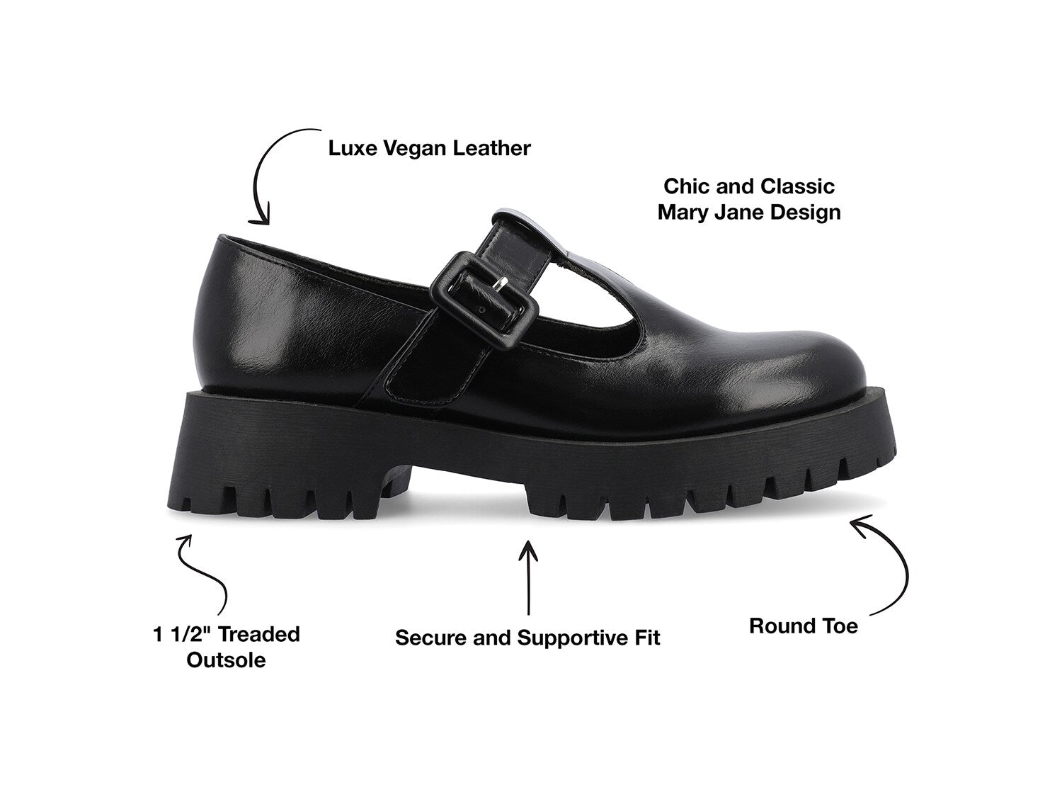 Journee Collection Suvi Mary Jane platform loafers, black