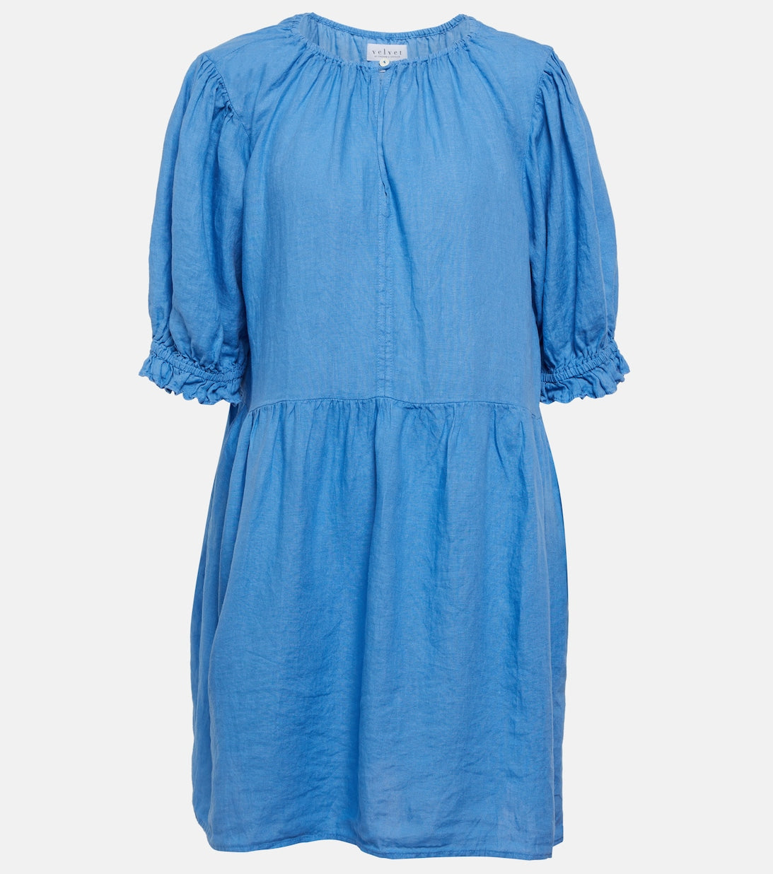 Kailani VELVET linen mini dress, blue