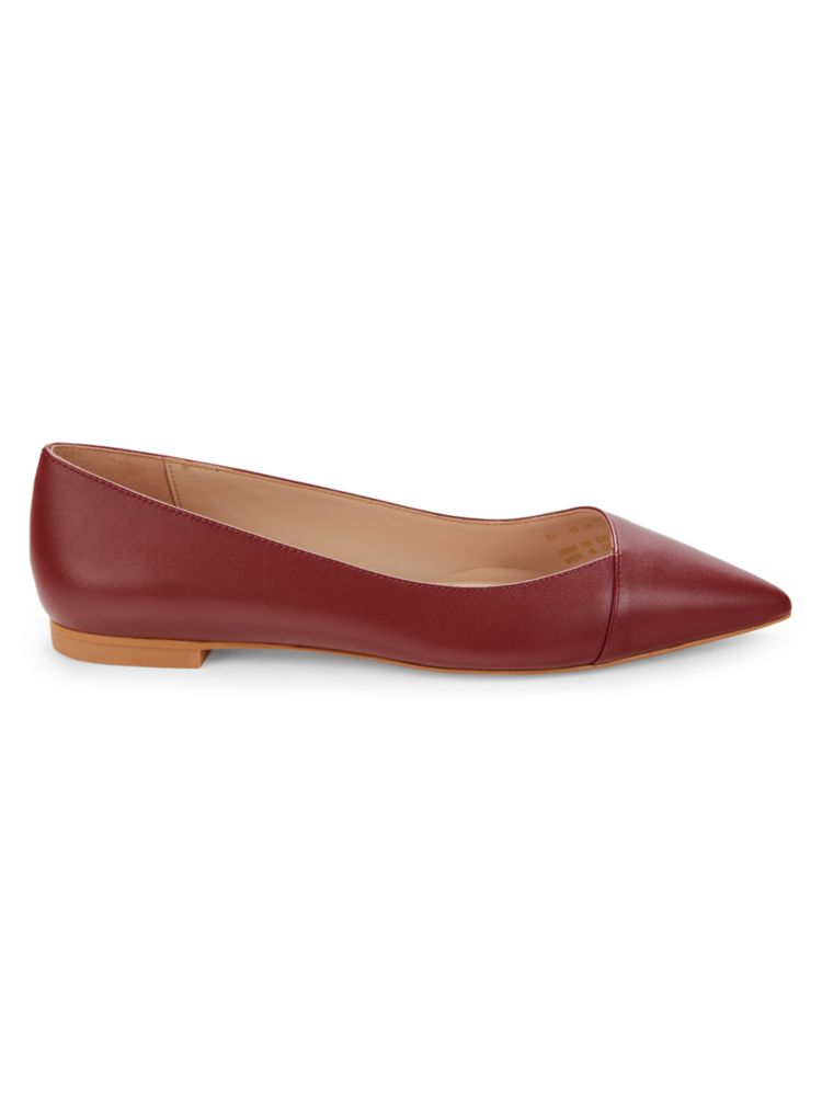 Avenue Stuart Weitzman Leather Ballet Shoes, Dark Red