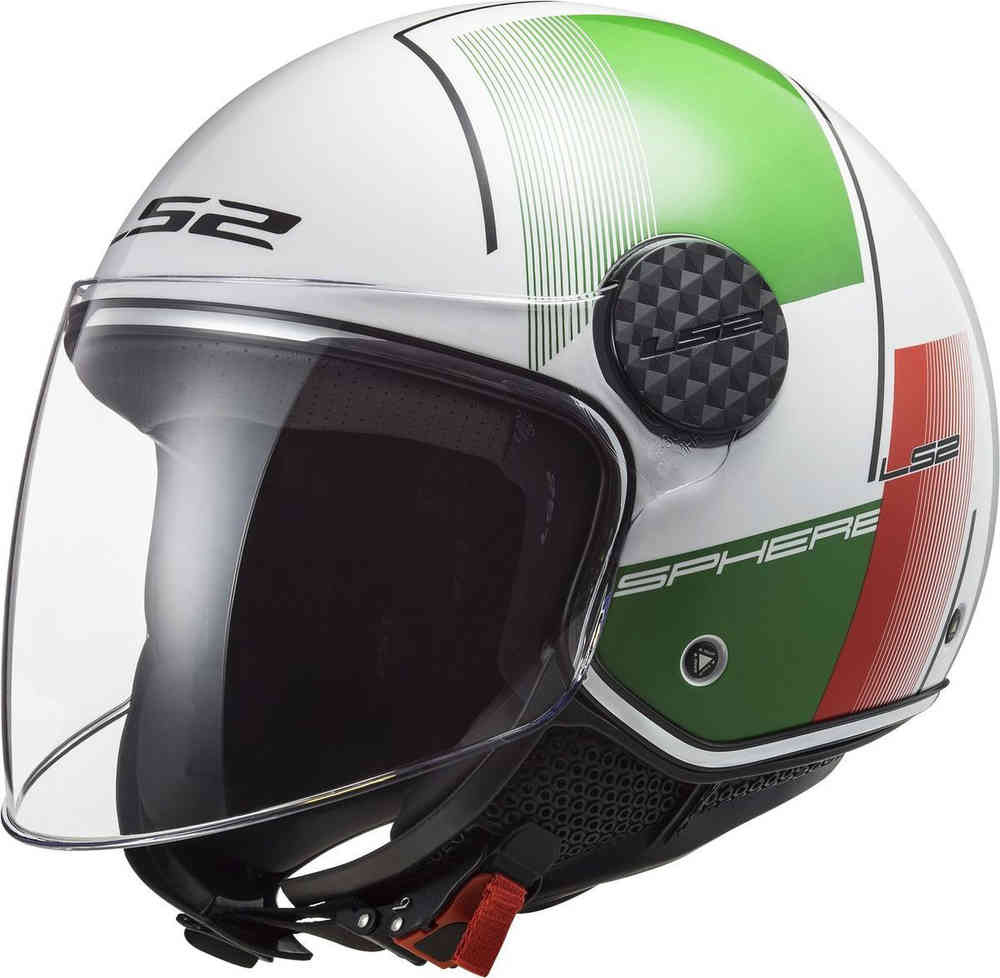 OF558 Sphere Lux Firm LS2 Jet Helmet, White/Green/Red