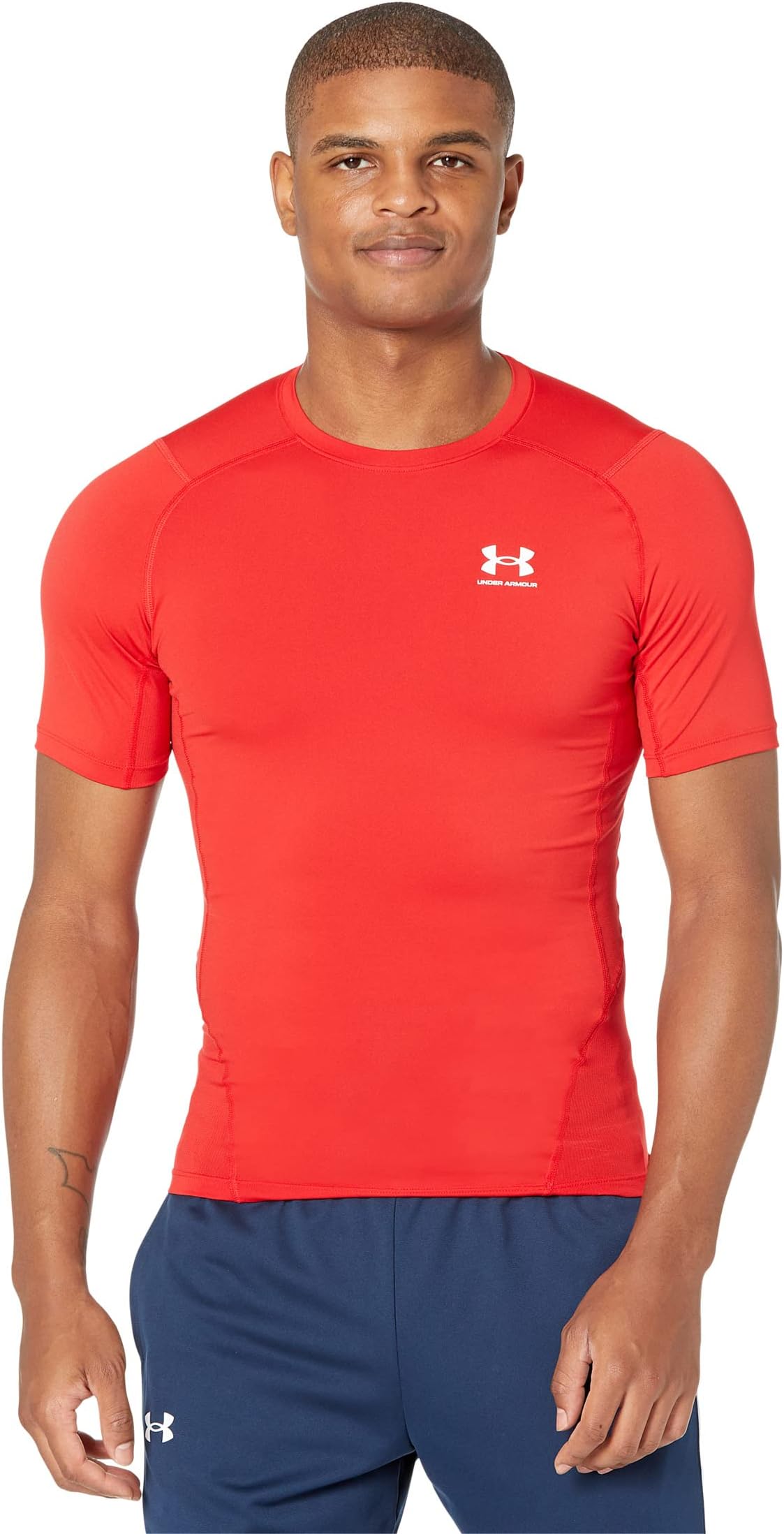 Under Armor Heatgear Armor Short Sleeve Compression Sleeve in Red/White