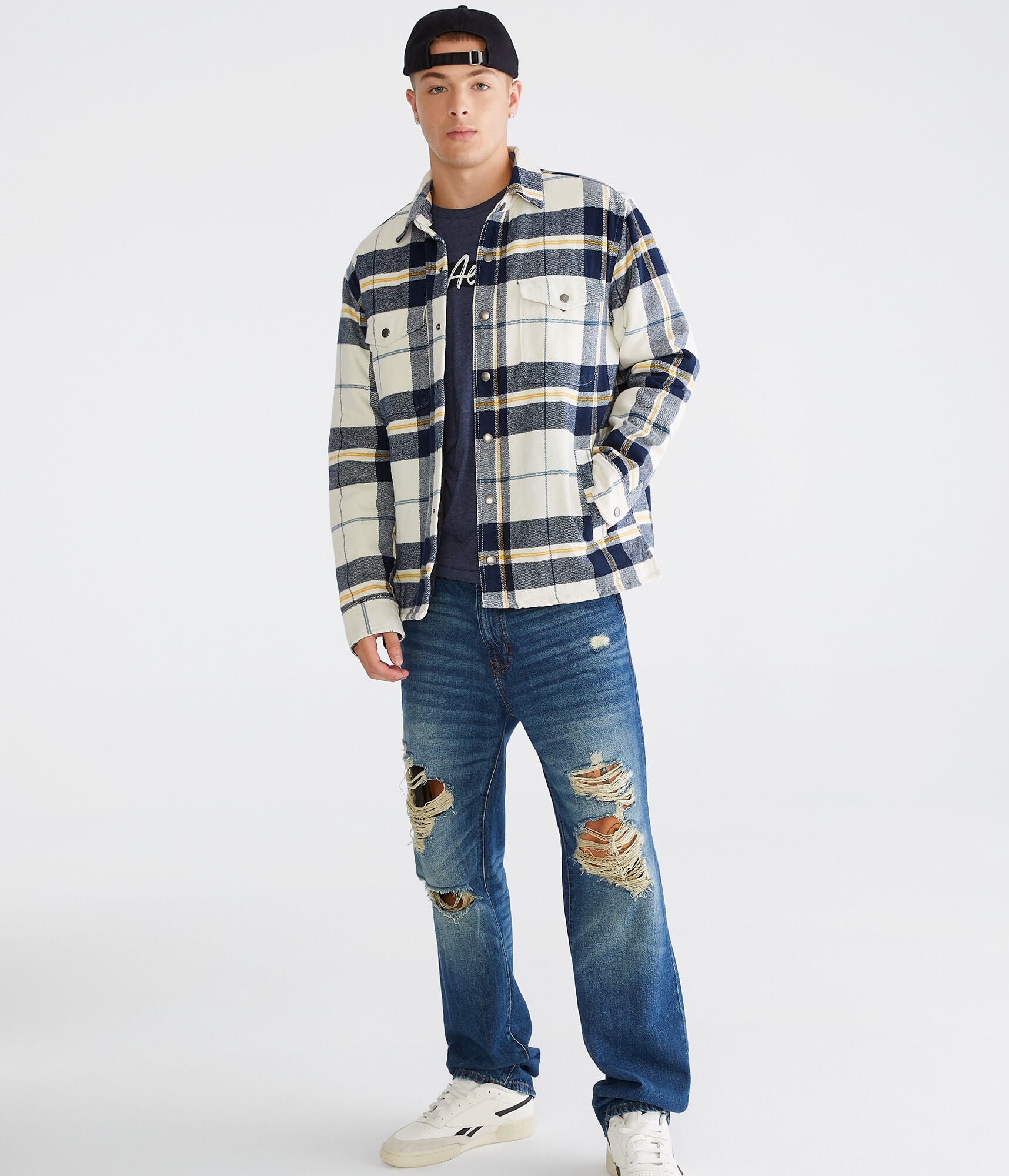 Aeropostale check flannel shirt, white