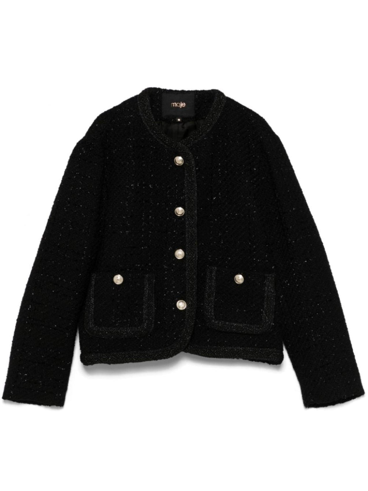 Maje tweed jacket with lurex, black