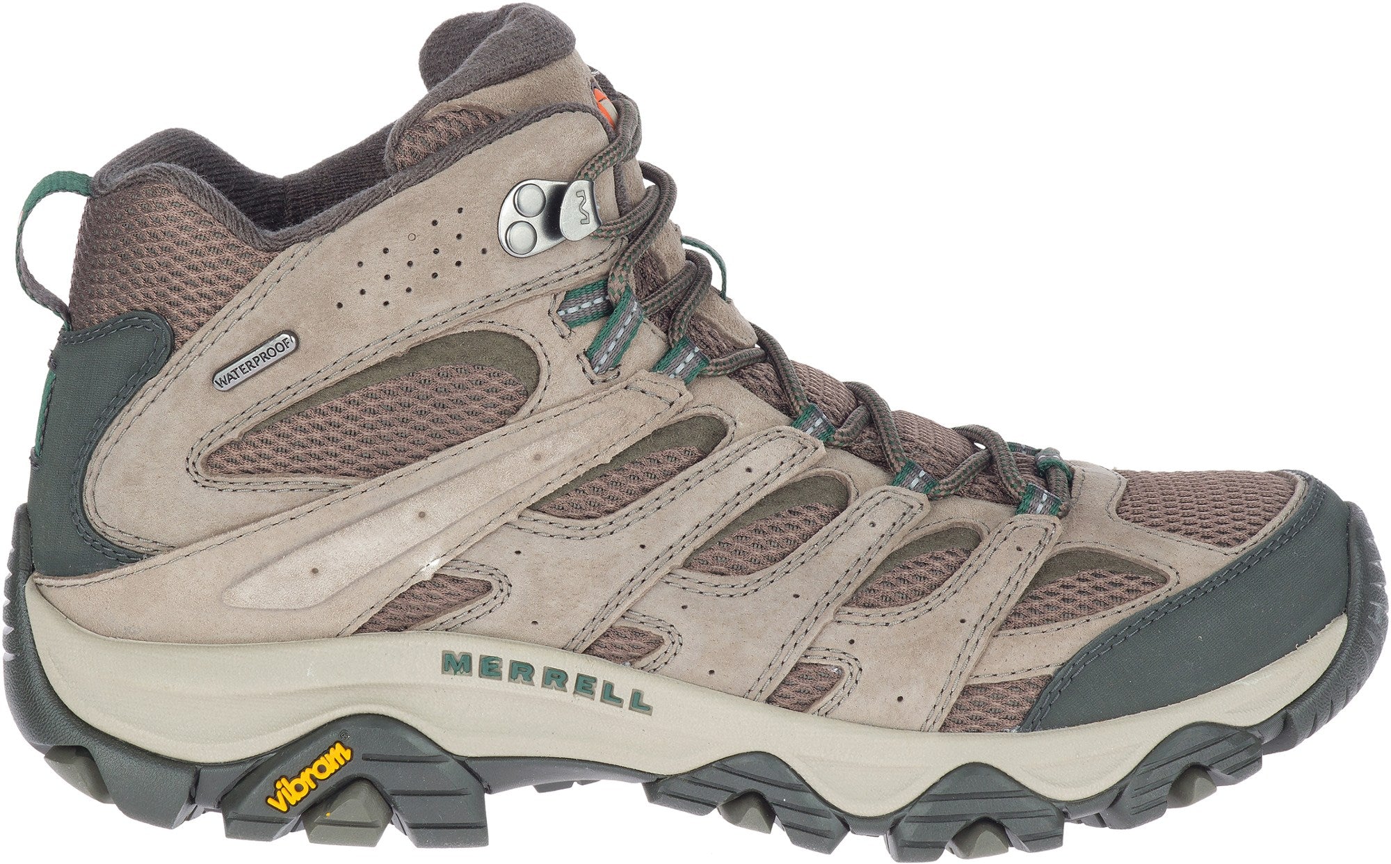 حذاء Merrell Moab 3 Mid المقاوم للماء للمشي لمسافات طويلة للرجال، كاكي