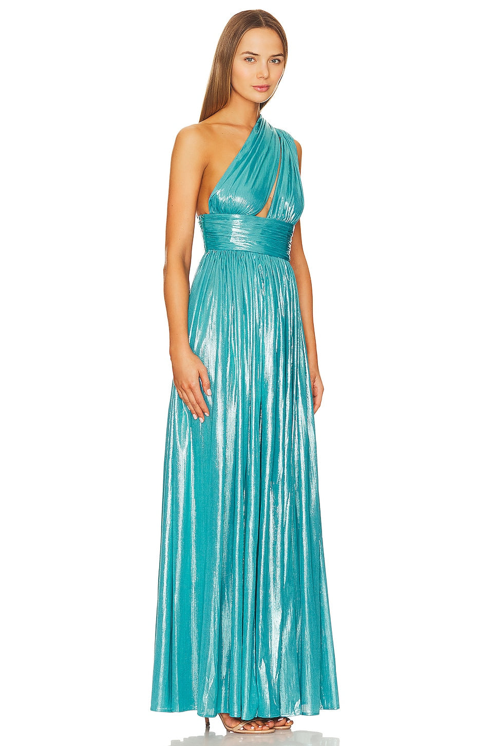 Bronx and Banco Aphrodite Gown Dress in Light Blue Metallic