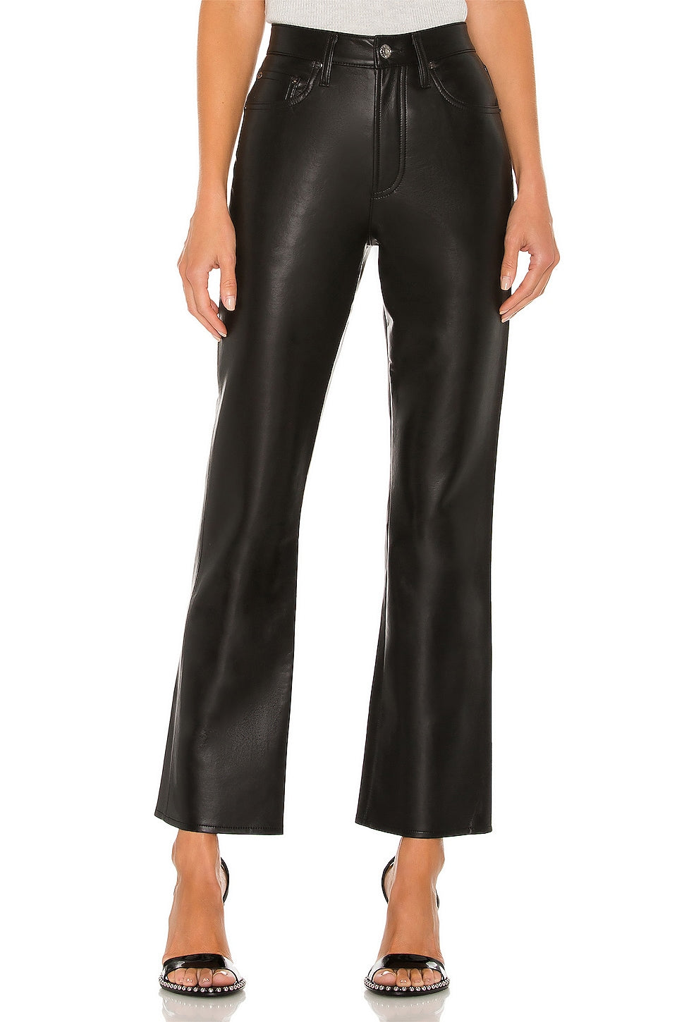 AGOLDE Recycled Leather Relaxed Boot Pants, Detox color