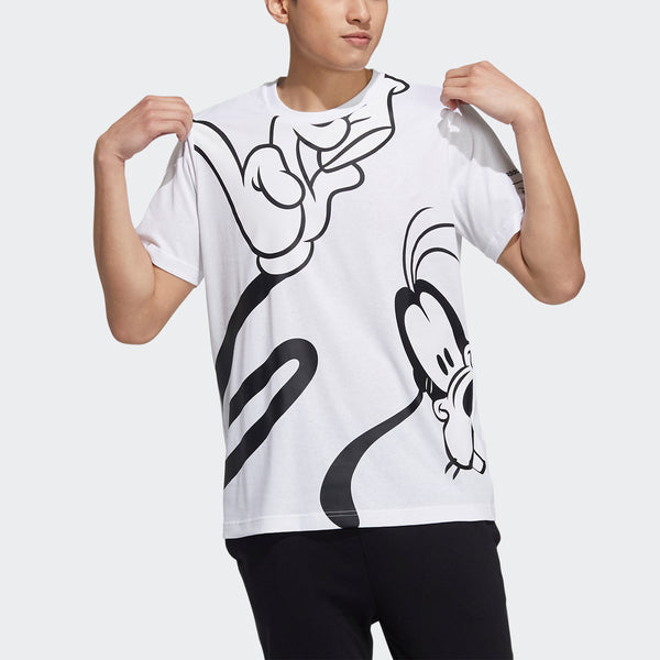 تي شيرت adidas neo x Disney U Mf Tee 1 Goofy Print بأكمام قصيرة للرجال باللون الأبيض، أبيض